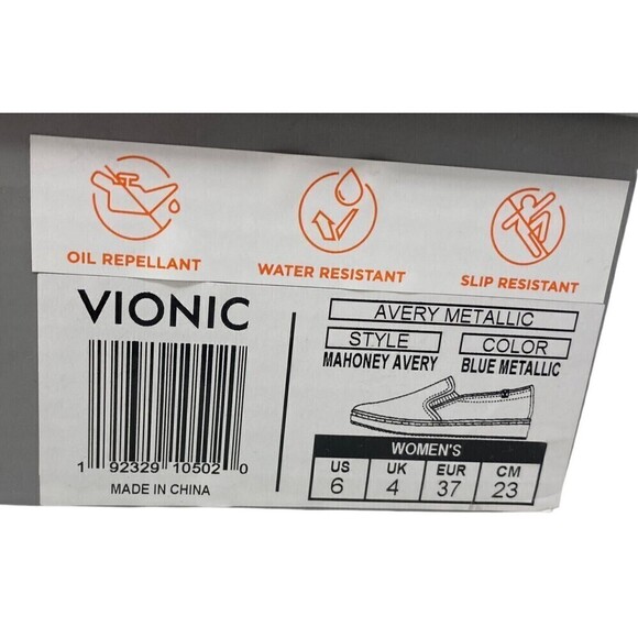 NEW Vionic Avery Sneakers Size 6 Suede Slip On Blue Iridescent Metallic Shoes - Picture 11 of 11